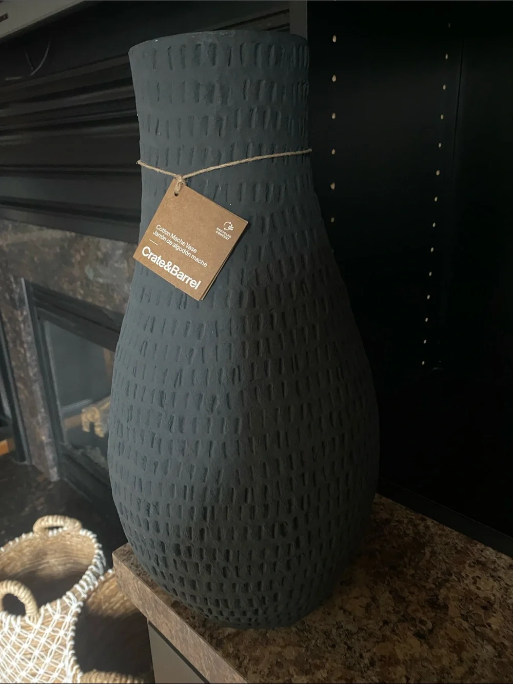 Crate&Barrel Textured Ceramic Vase in Black